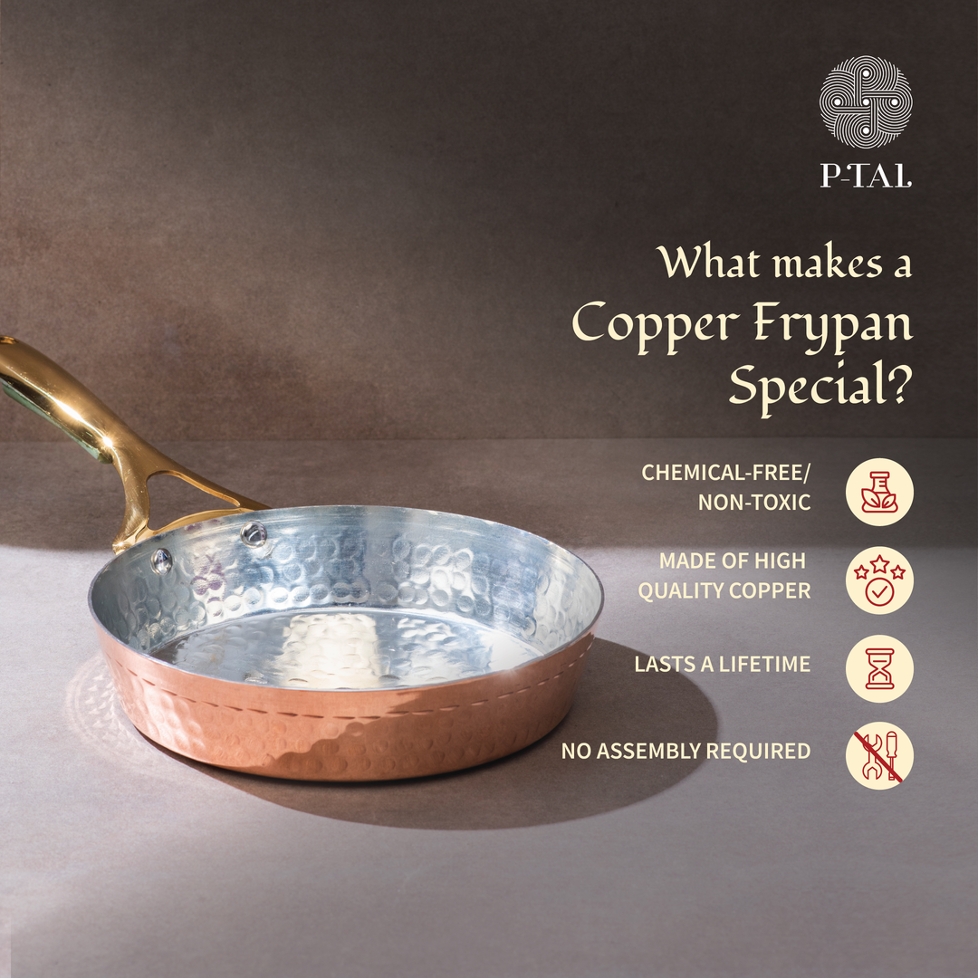 Copper Frypan (Frying Pan) with Insulated Brass Handle