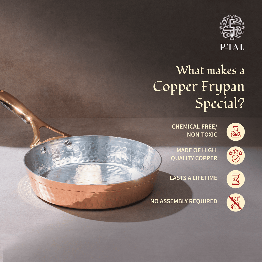 Copper Frypan (Frying Pan) with Insulated Brass Handle