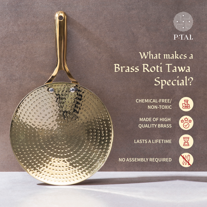 Brass Tawa with Insulated handles- Roti Tawa in Brass