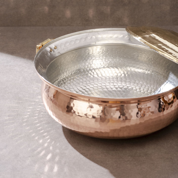 Copper Hammered Lagan - Lagaan for cooking- Naturally non stick , Non Toxic, Teflon Free