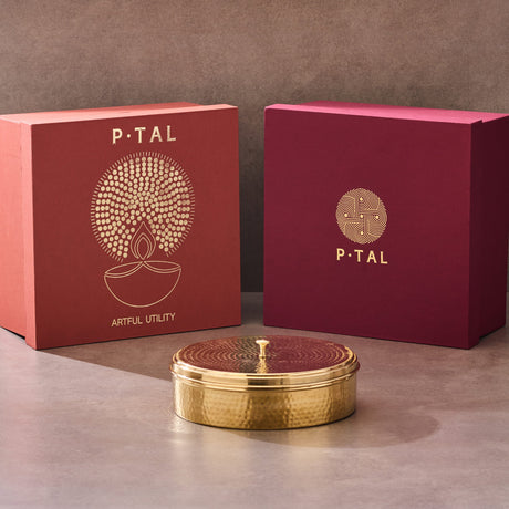 Brass Masala Daani / Spice Box in Gift Box P-TAL