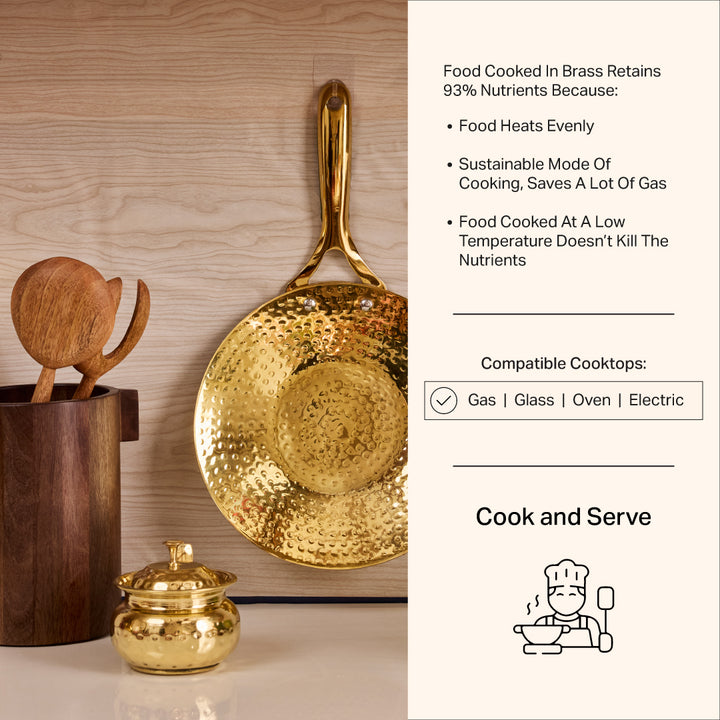 Brass Roti Tawa with Insulated handle And Ghee Pot Combo