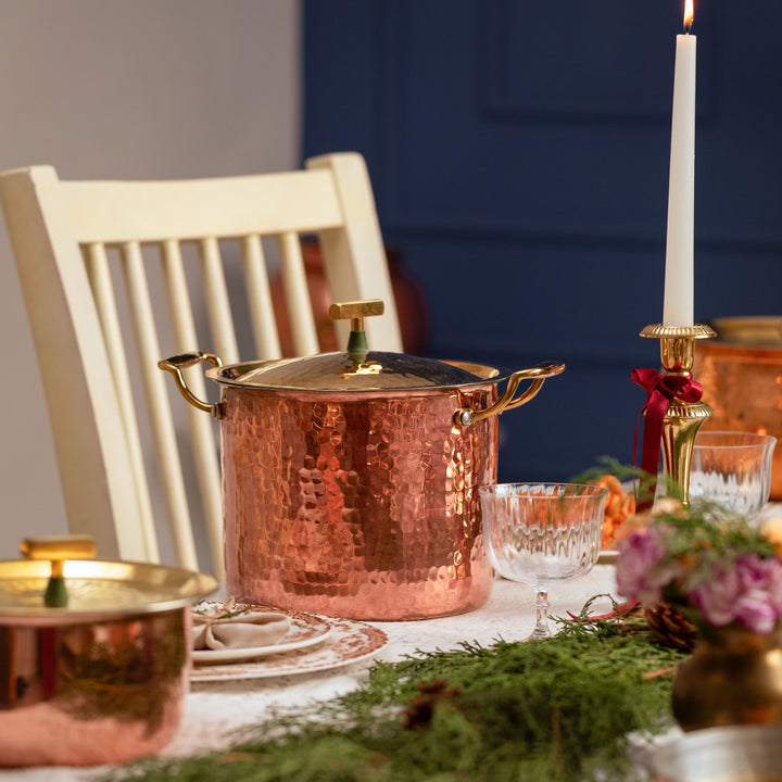 Copper Stockpots Set (Set of 2 Copper Stockpot with lids)