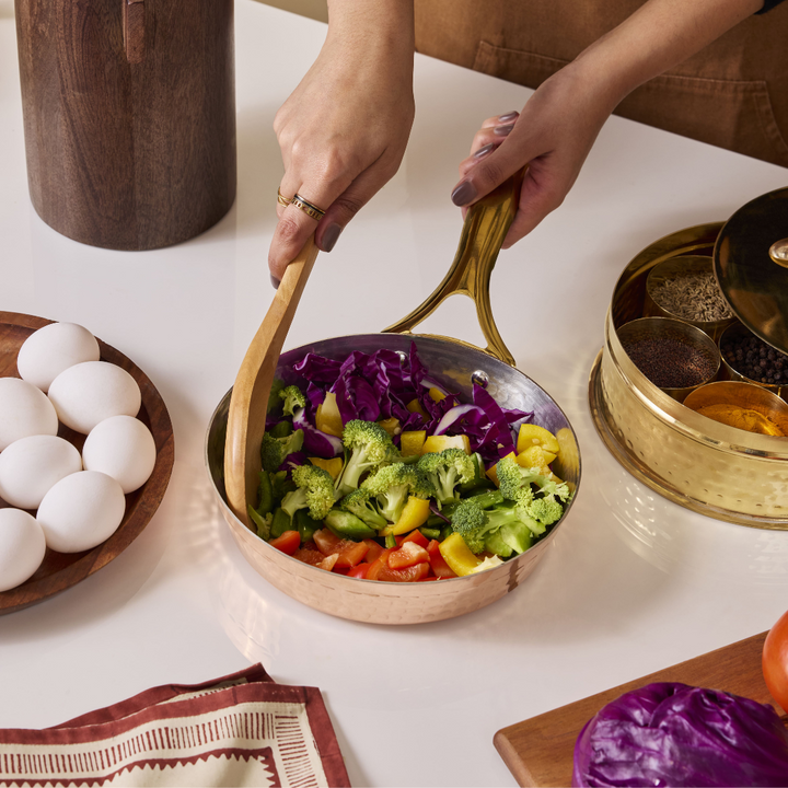 Copper Frypan (Frying Pan) with Insulated Brass Handle