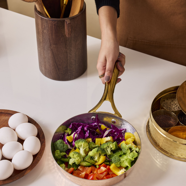 Copper Frypan (Frying Pan) with Insulated Brass Handle