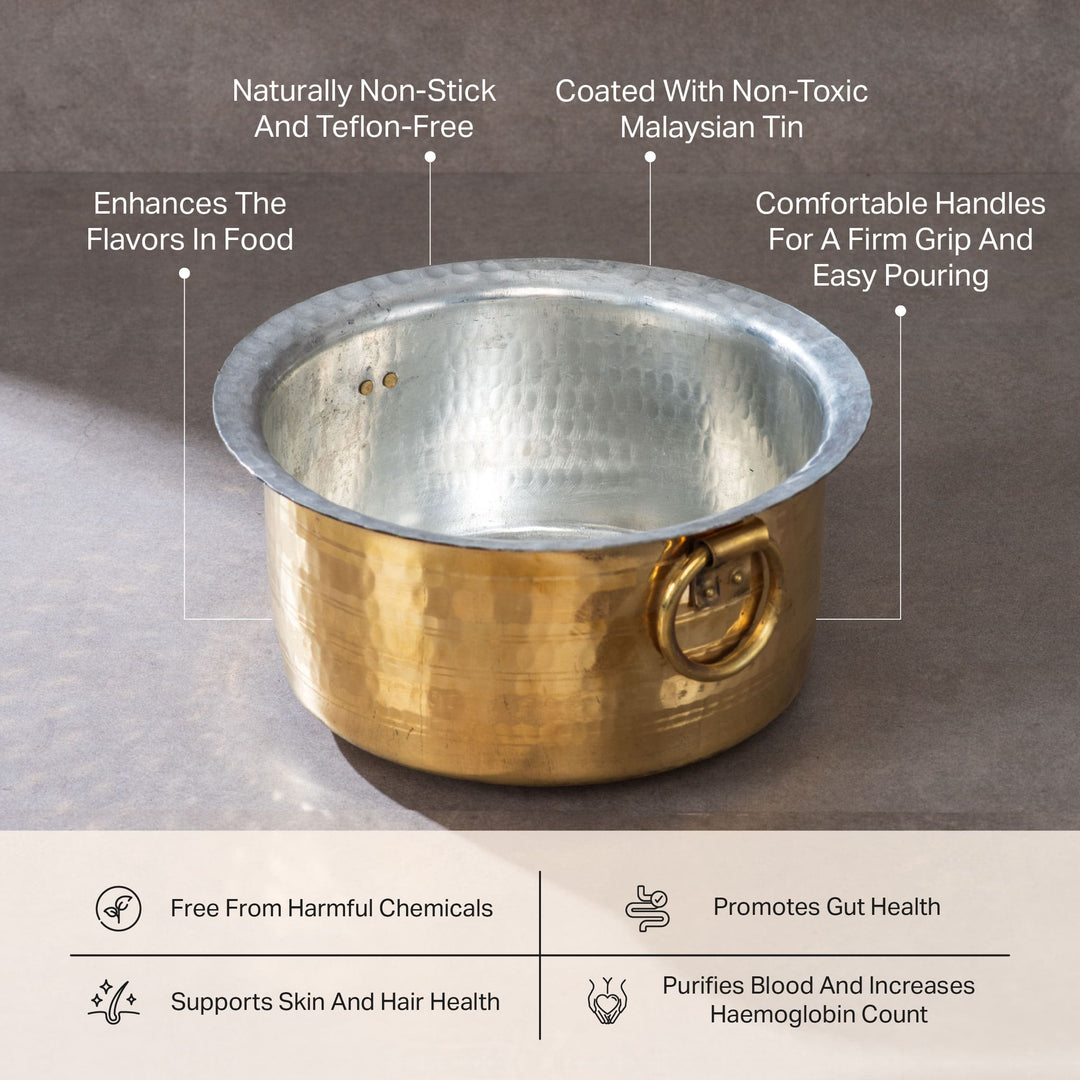 Brass Patila / Milk Topia- Naturally non stick , Non Toxic, Teflon Free