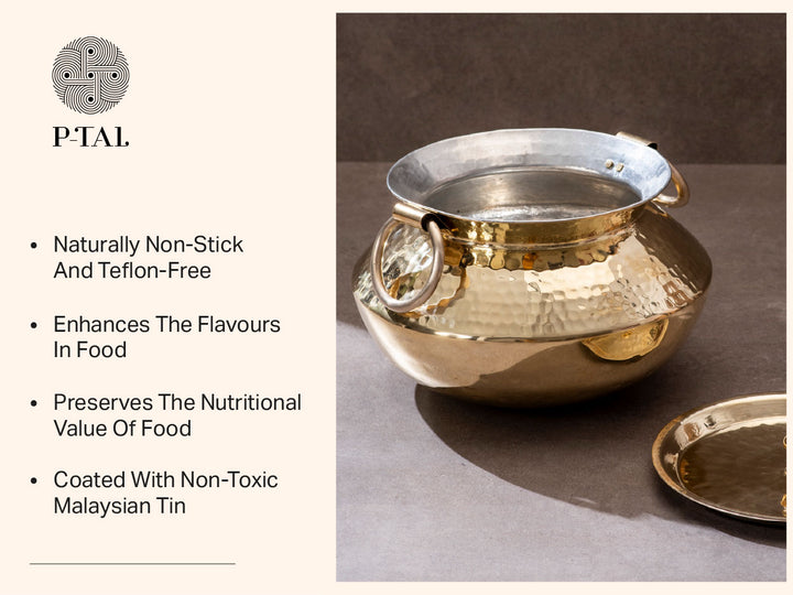 Brass Patili / Degchi - Naturally Non Stick , Non Toxic, Teflon Free