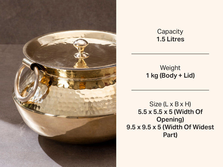 Brass Patili / Degchi - Naturally Non Stick , Non Toxic, Teflon Free