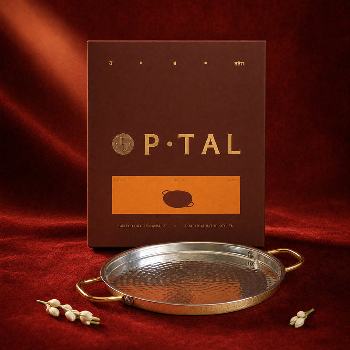 Brass Dosa Tawa with Insulated handle - Naturally Non-Stick Tawa & Uses Less Oil