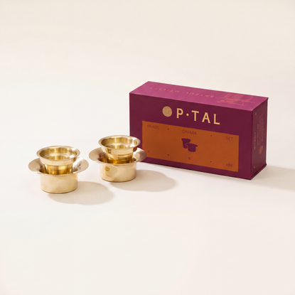Brass Davara Coffee Serving set in Gift Box (Set of 2)
