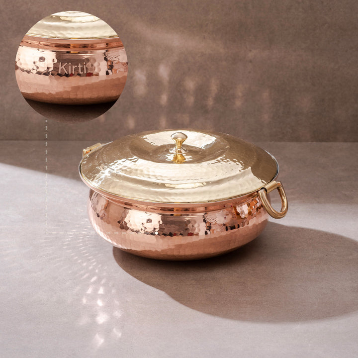 Copper Hammered Lagan - Lagaan for cooking- Naturally non stick , Non Toxic, Teflon Free