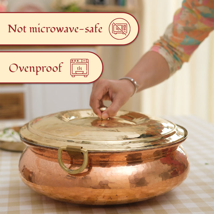 Copper Hammered Lagan - Lagaan for cooking- Naturally non stick , Non Toxic, Teflon Free