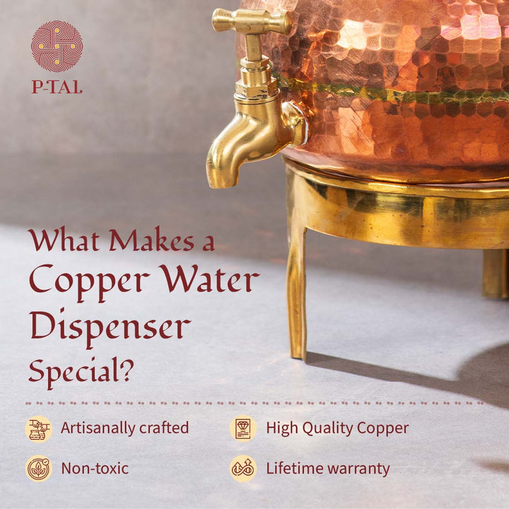 Copper Water Dispenser Set