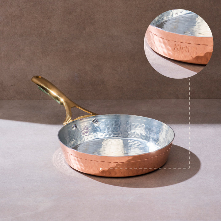 Copper Frypan (Frying Pan) with Insulated Brass Handle