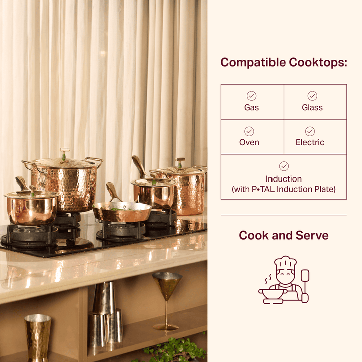 Copper Frying Pan (Frypan with Insulated Brass Handle - Saute Pan)