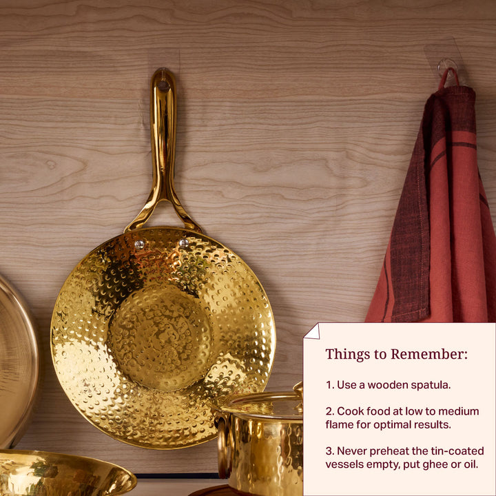 Brass Roti Tawa with Insulated handle And Ghee Pot Combo