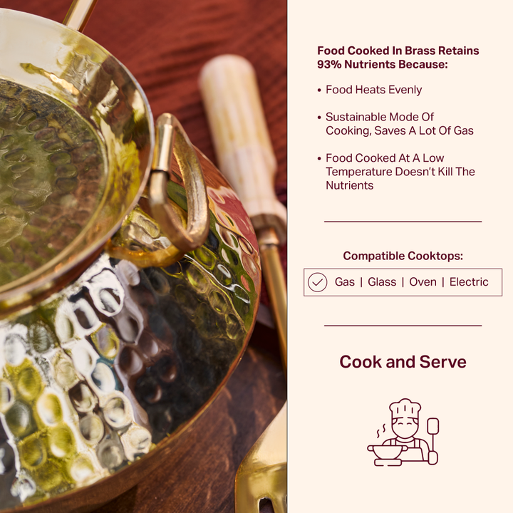 Brass Patili / Degchi - Naturally Non Stick , Non Toxic, Teflon Free