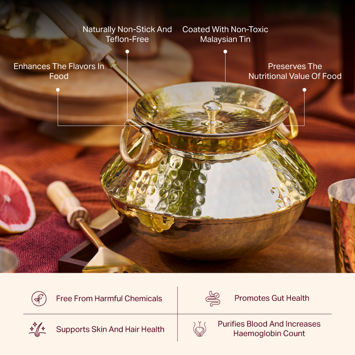 Brass Patili / Degchi - Naturally Non Stick , Non Toxic, Teflon Free