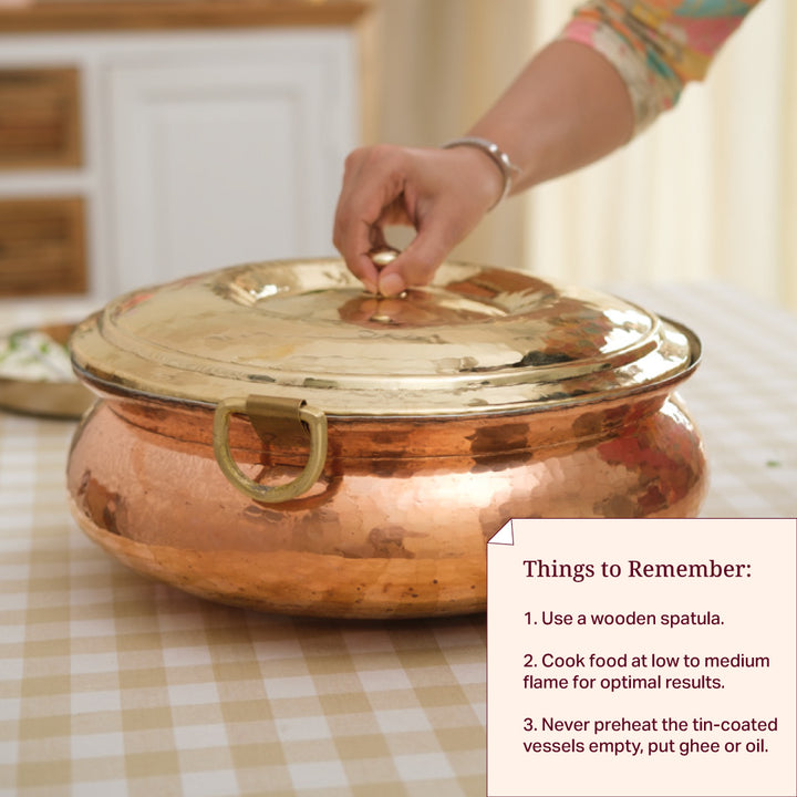Copper Hammered Lagan - Lagaan for cooking- Naturally non stick , Non Toxic, Teflon Free