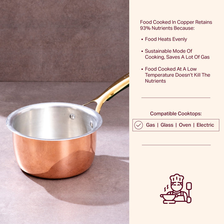 Copper Saucepans Set (Set of 2 Copper Saucepans with lids)