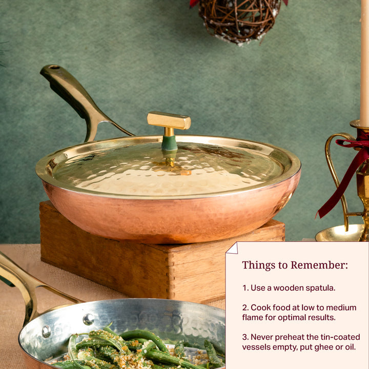 Copper Frying Pan (Frypan with Insulated Brass Handle - Saute Pan)