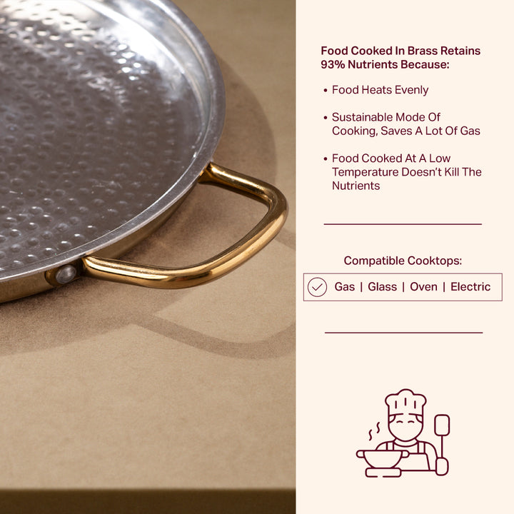 Brass Dosa Tawa with Insulated handle - Naturally Non-Stick Tawa & Uses Less Oil