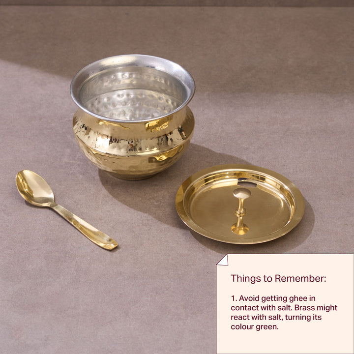 Brass Ghee Pot With Tin Coating
