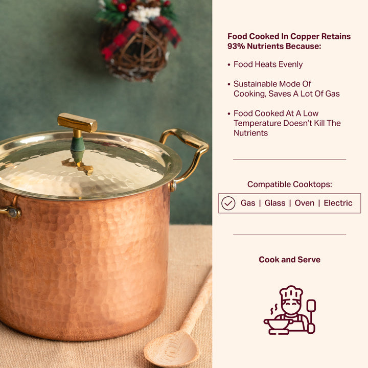 Copper Stockpots Set (Set of 2 Copper Stockpot with lids)