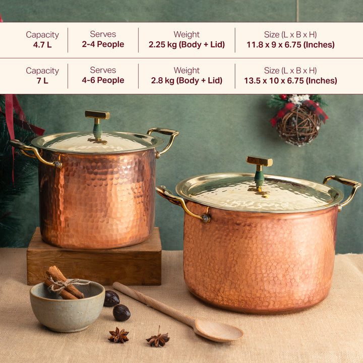 Copper Stockpots Set (Set of 2 Copper Stockpot with lids)