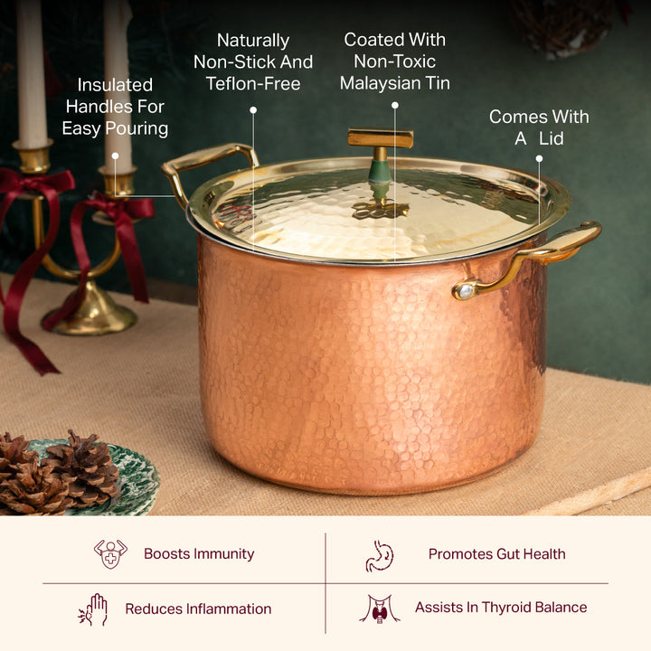 Copper Stockpots Set (Set of 2 Copper Stockpot with lids)