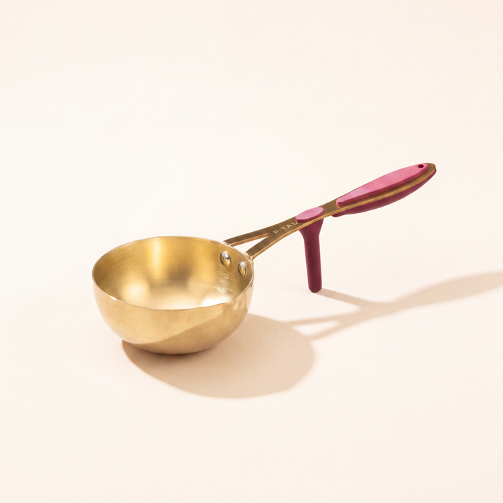 Pure Brass Tadka Pan with grip support Riveted handle