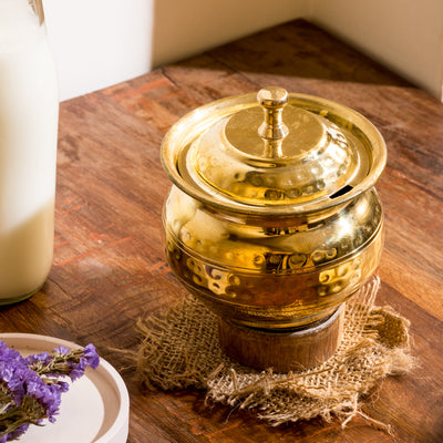 Welcome Brass Ghee Pot