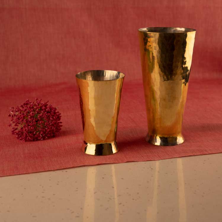Golden Hammered Brass Glass