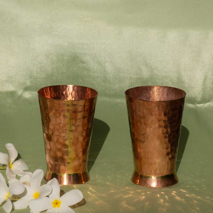 Hand-hammered Pure Copper Glass (S) Set of 2 Online