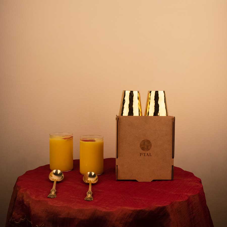 Set of Dessert Glasses - Brass Tea Glasses (gift box)