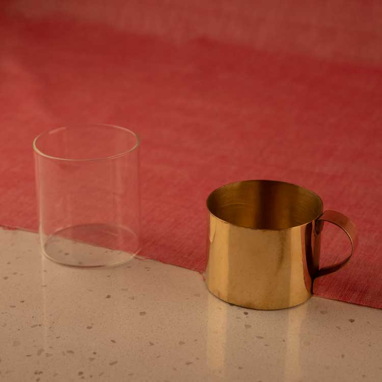 Teacup - Borosil Fitted Brass Teacups